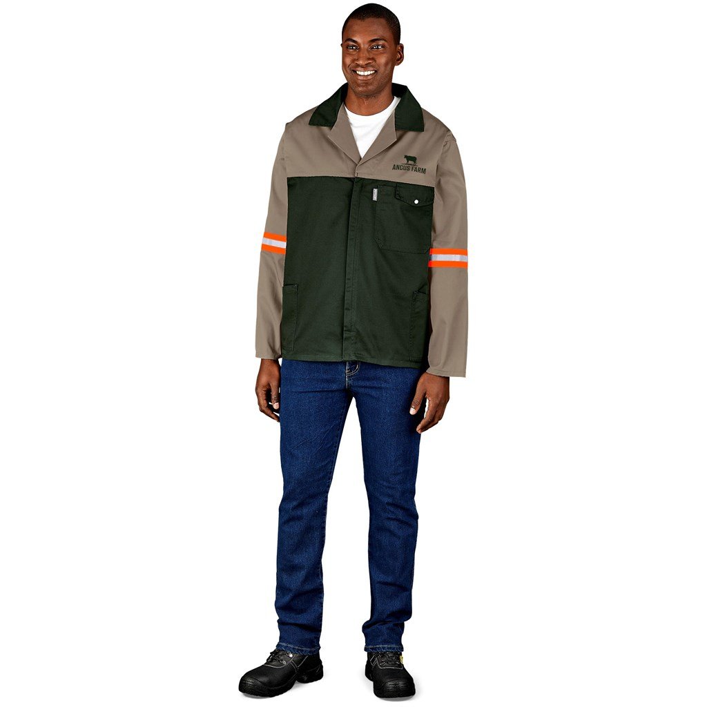 Two-Tone Polycotton Work Jacket - Reflective Arms & Back - Orange Tape
