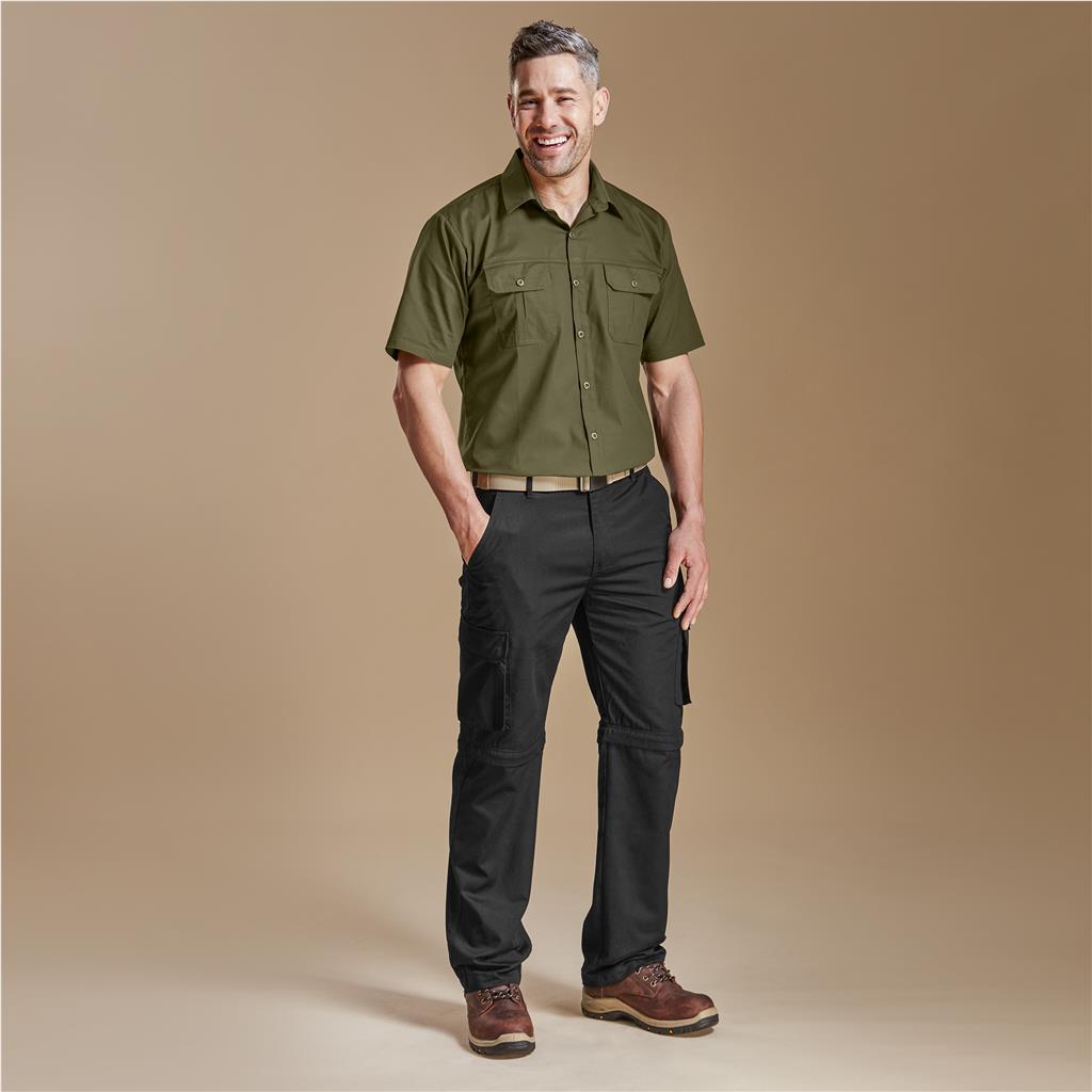 Mens Cargo Zip Off Pants  - Brown