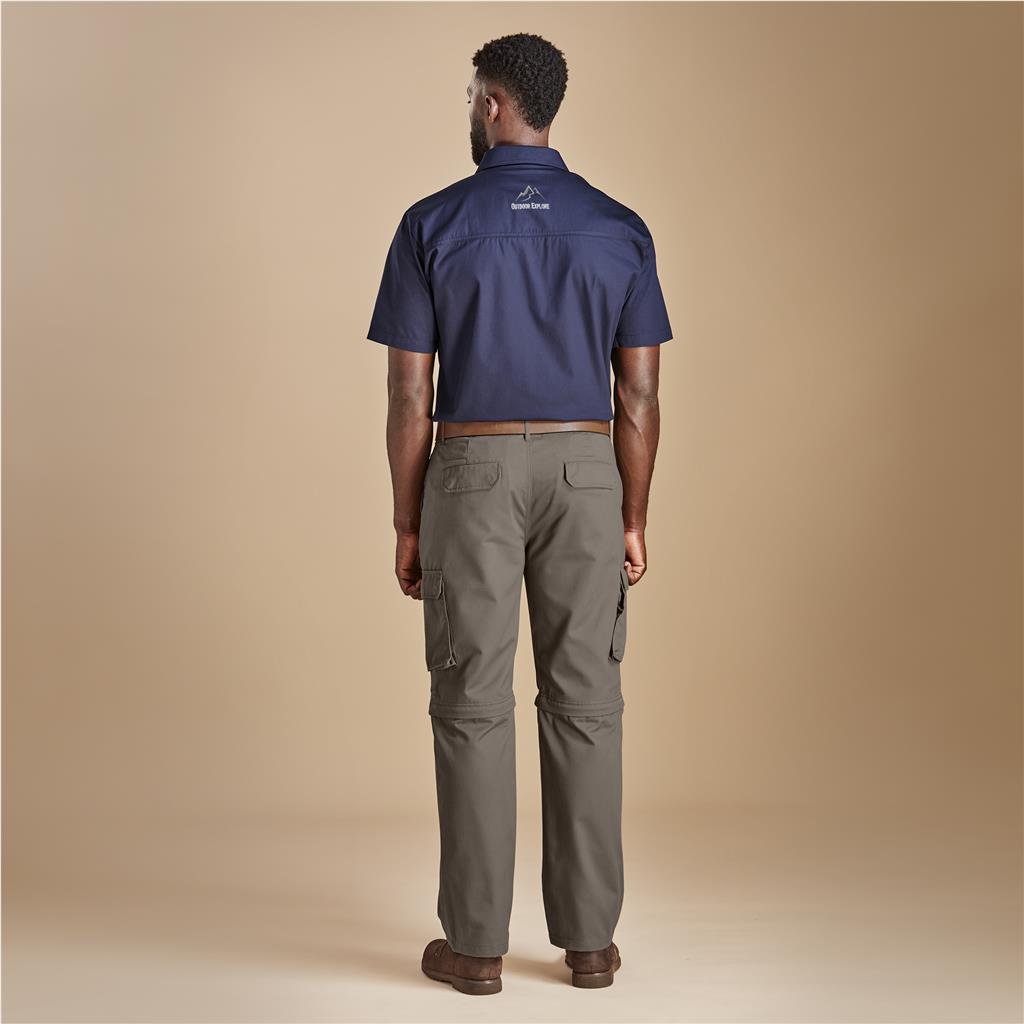Mens Cargo Zip Off Pants  - Brown