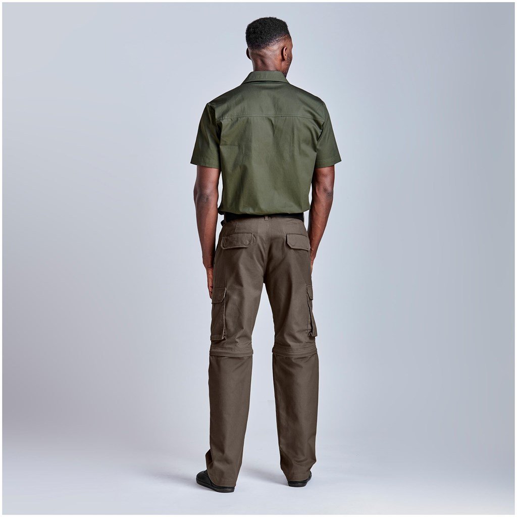 Mens Cargo Zip Off Pants  - Brown