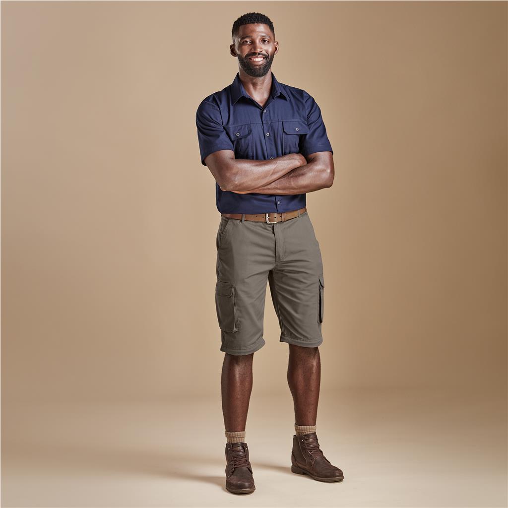 Mens Cargo Zip Off Pants  - Brown