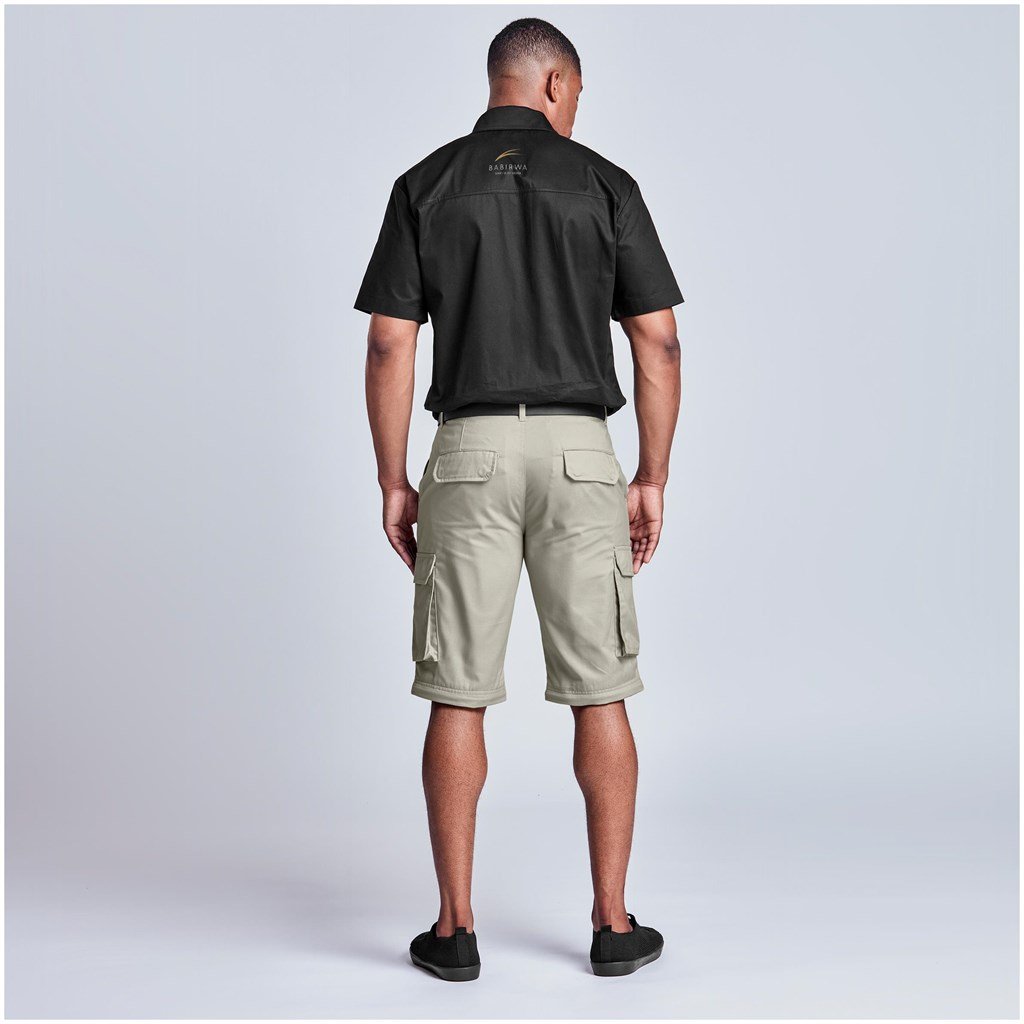 Mens Cargo Zip Off Pants  - Brown