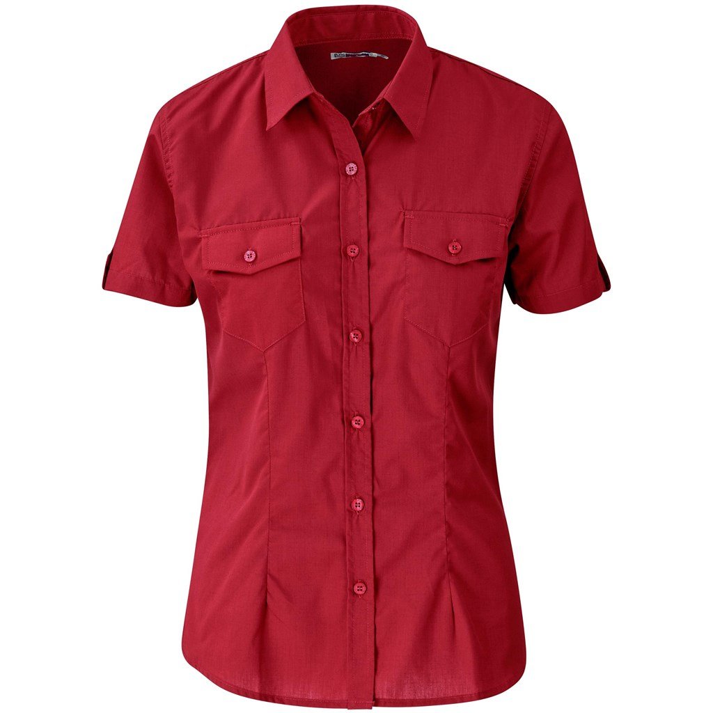 Ladies Short Sleeve Kensington Shirt  - Red