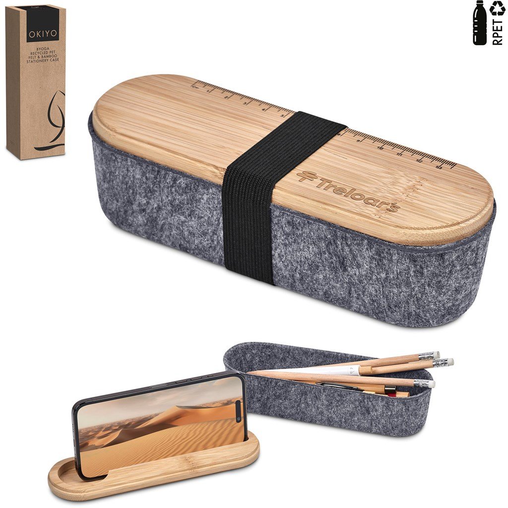 Byoga Recycled PET Felt & Bamboo Stationery Case