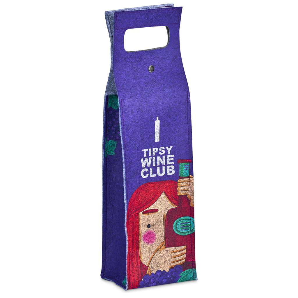 Custom Velto RPET Felt Single Wine Bottle Carrier