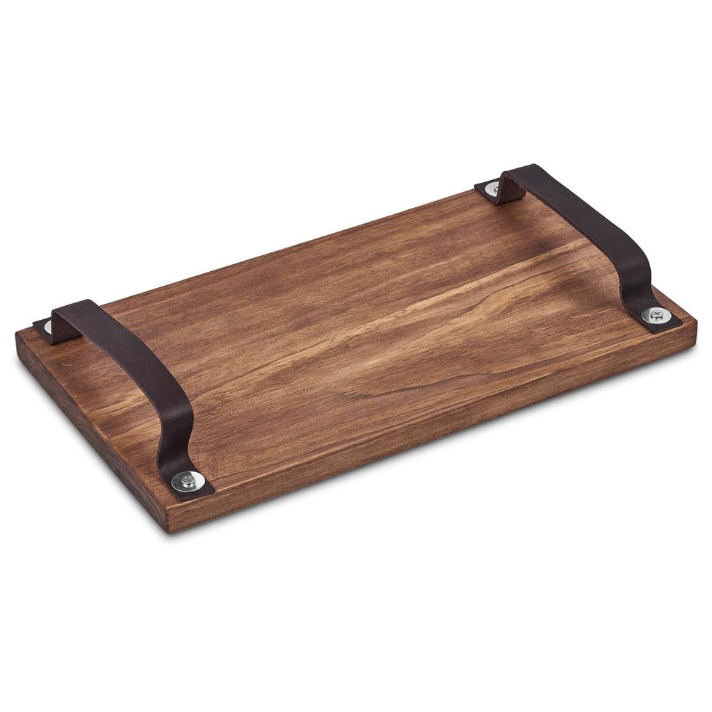 Large Farm Style Wooden Tray with Leather Straps