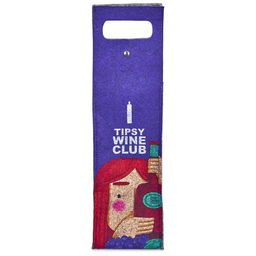 Pre-Printed Sample Custom Velto RPET Felt Single Wine Carrier