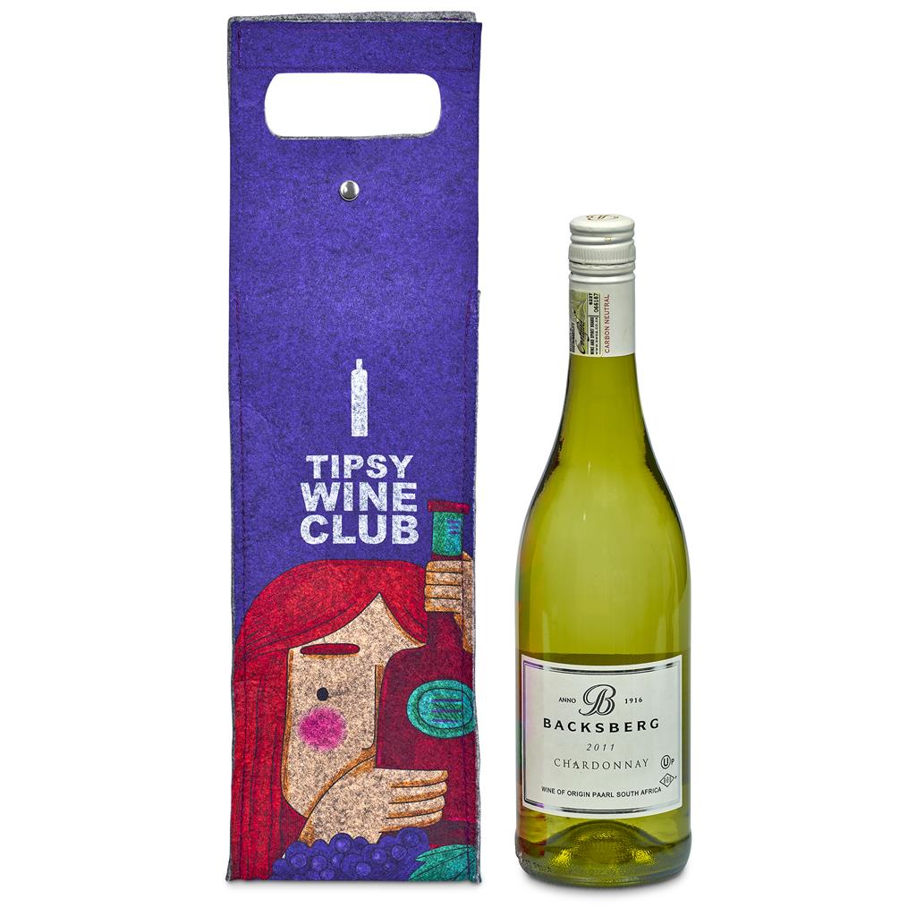 Pre-Production Sample Custom Velto RPET Felt Single Wine Carrier
