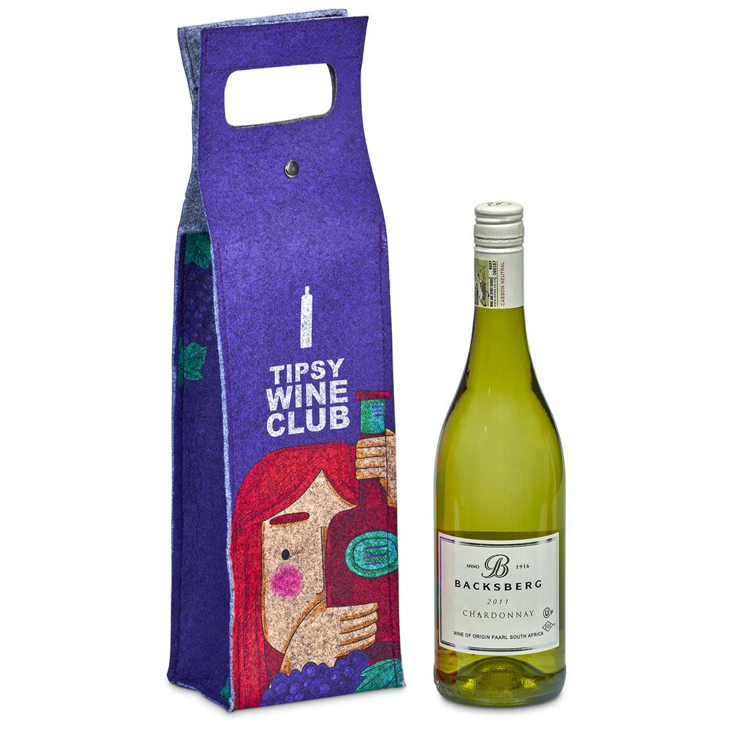 Pre-Production Sample Custom Velto RPET Felt Single Wine Carrier
