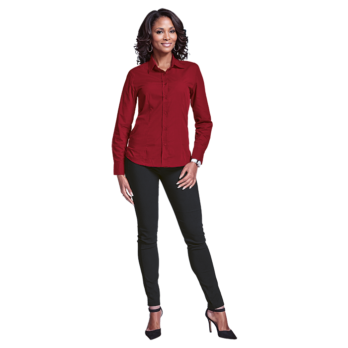 Ladies Basic Poly Cotton Blouse Long Sleeve