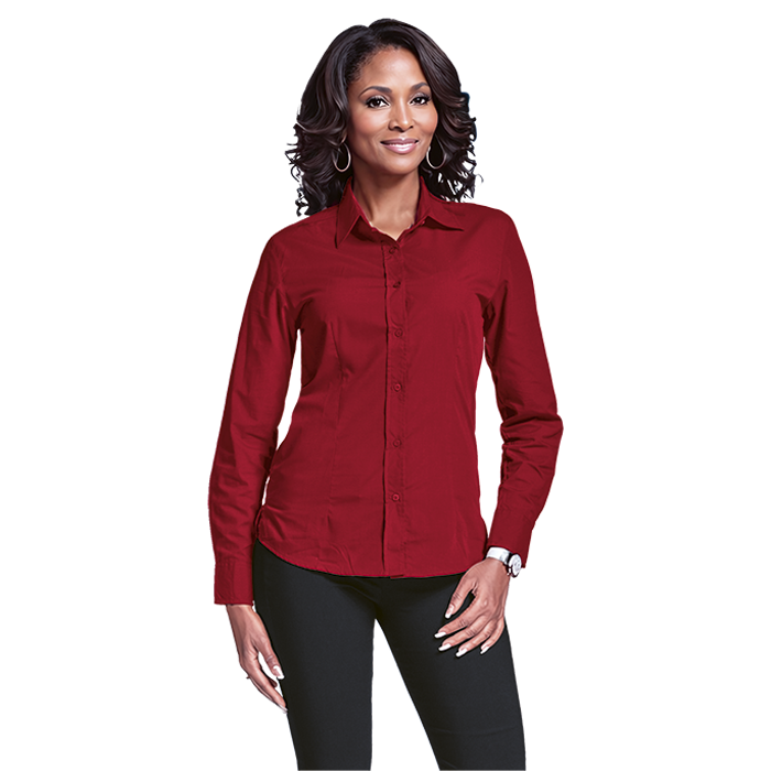 Ladies Basic Poly Cotton Blouse Long Sleeve
