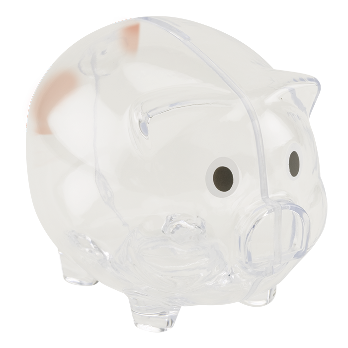 BD0012 - Plastic Piggy Bank Clear / STD / Last Buy - 