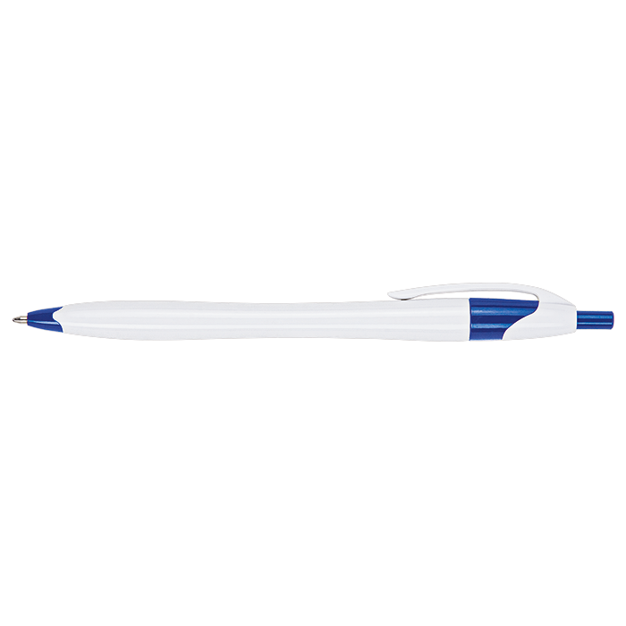 BP0015 - Slim White Barrel Ballpoint Pen Blue / STD / Regular - Writing Instruments