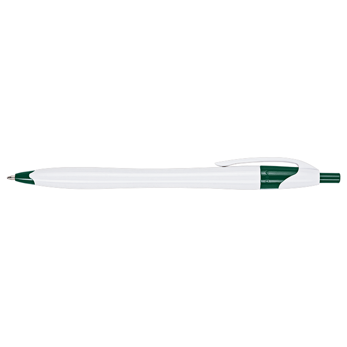 BP0015 - Slim White Barrel Ballpoint Pen Green / STD / Regular - Writing Instruments