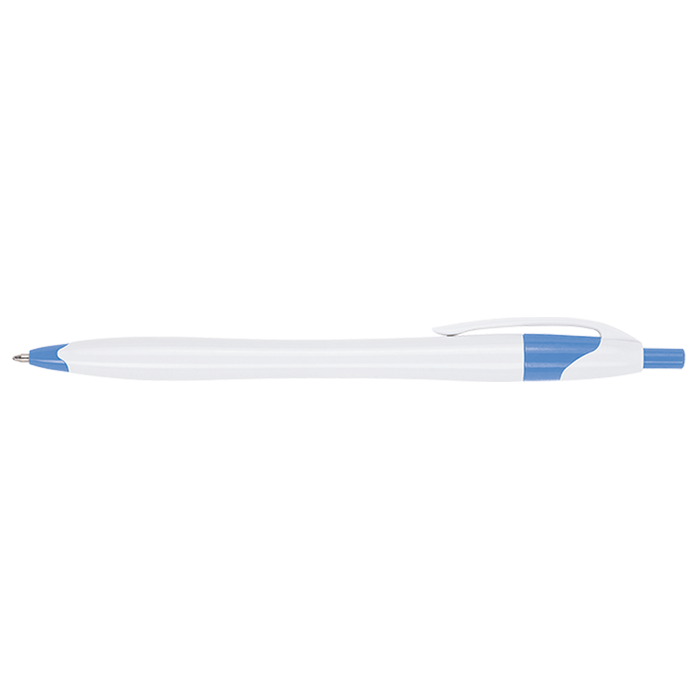 BP0015 - Slim White Barrel Ballpoint Pen Pale Blue / STD / Regular - Writing Instruments