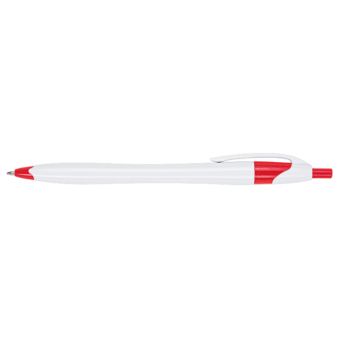 BP0015 - Slim White Barrel Ballpoint Pen Red / STD / Regular - Writing Instruments