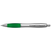 BP30111 - Silver Barrel Curved Design Ballpoint Pen with Coloured Grip Green / STD / Regular - Writing Instruments