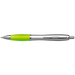 BP30111 - Silver Barrel Curved Design Ballpoint Pen with Coloured Grip Light Green / STD / Regular - Writing Instruments