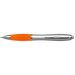 BP30111 - Silver Barrel Curved Design Ballpoint Pen with Coloured Grip Orange / STD / Regular - Writing Instruments