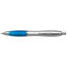 BP30111 - Silver Barrel Curved Design Ballpoint Pen with Coloured Grip Pale Blue / STD / Regular - Writing Instruments