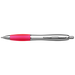 BP30111 - Silver Barrel Curved Design Ballpoint Pen with Coloured Grip pink / STD / Regular - Writing Instruments