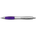 BP30111 - Silver Barrel Curved Design Ballpoint Pen with Coloured Grip Purple / STD / Regular - Writing Instruments