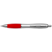 BP30111 - Silver Barrel Curved Design Ballpoint Pen with Coloured Grip Red / STD / Regular - Writing Instruments