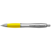 BP30111 - Silver Barrel Curved Design Ballpoint Pen with Coloured Grip Yellow / STD / Regular - Writing Instruments