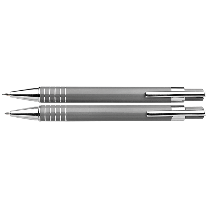 BP3298 - Lacquered Barrel Matching Ballpoint Pen and Clutch Pencil Set Silver / STD / Regular - Writing Instruments