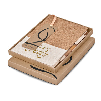 Okiyo Cardon Cork A5 Hard Cover Notebook Giftset-Natural-NT