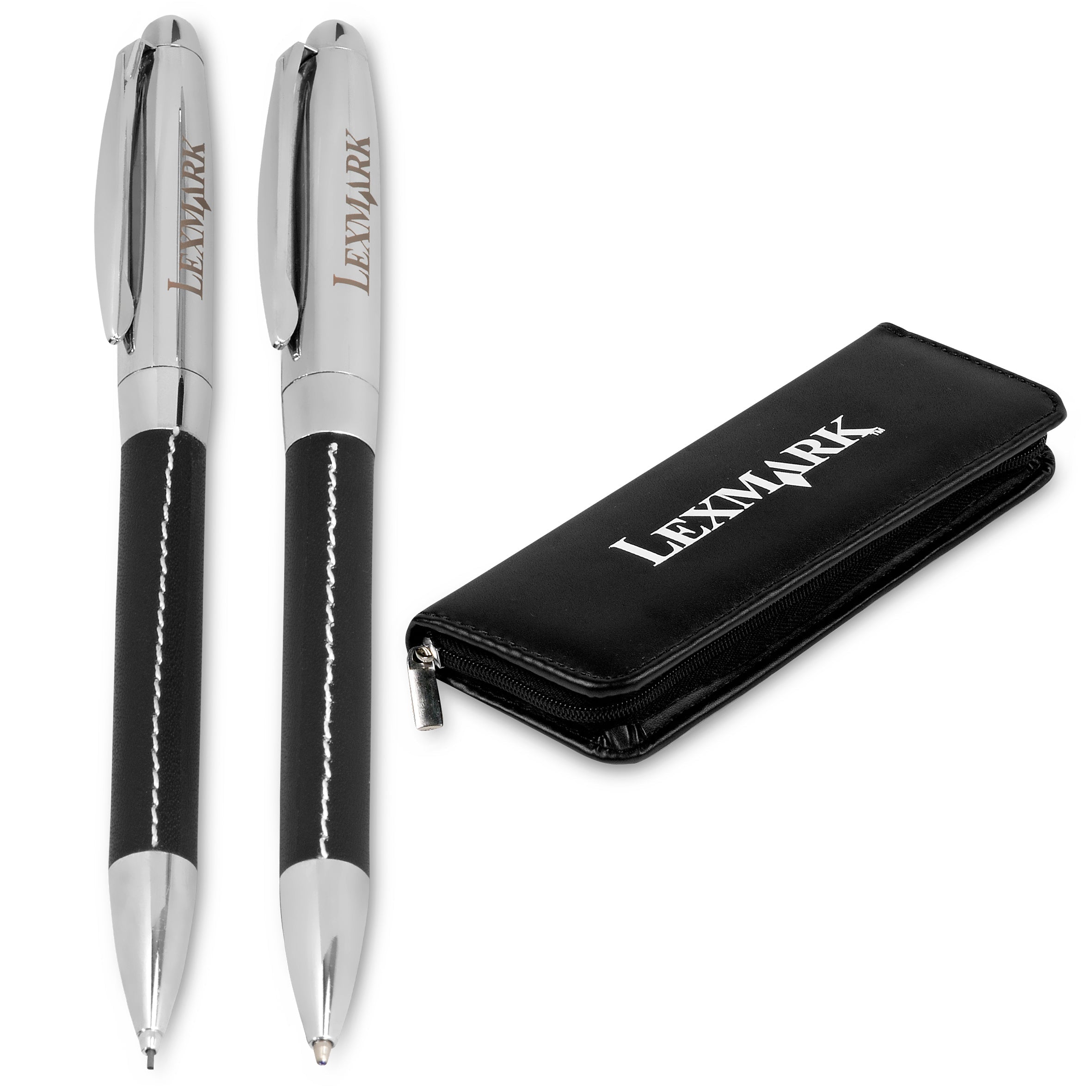 Charisma Ball Pen & Pencil Set-Black-BL