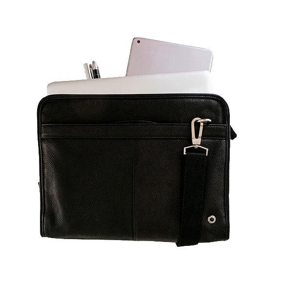 Colombia Leather Portfolio with Drop Handles | Black-