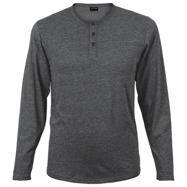 145g Henley Long Sleeve T-Shirt Mens Charcoal Melange / XL / Last Buy - T-Shirts