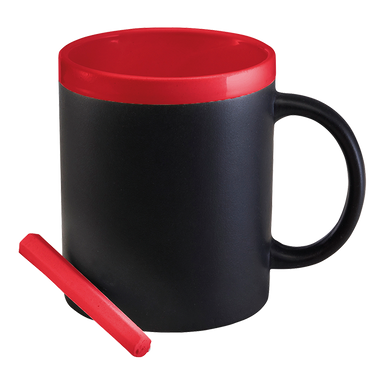 300ml Stoneware Chalk Board Mug Red / STD / Last Buy - Drinkware