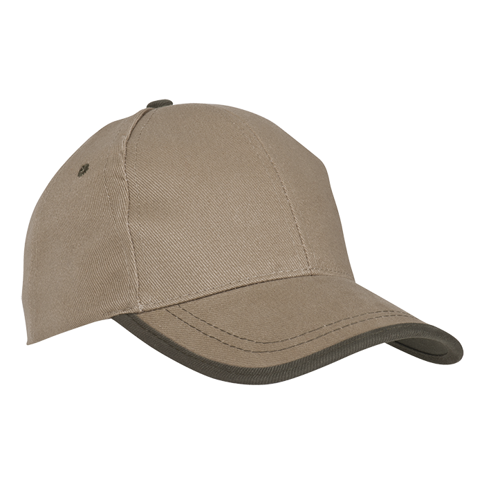 6 Panel Canvas Binding Cap Khaki/Navy / STD / Regular - Caps