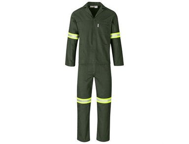 Acid Resistant Polycotton Conti Suit - Reflective Arm, Legs & Back - Yellow Tape-