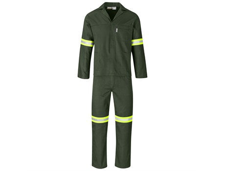 Acid Resistant Polycotton Conti Suit - Reflective Arm, Legs & Back - Yellow Tape-