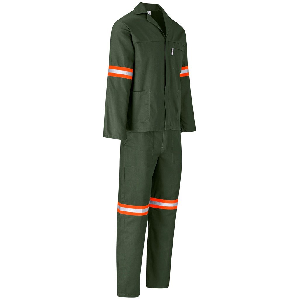 Acid Resistant Polycotton Conti Suit - Reflective Arm & Legs - Orange Tape - Work Safety Protective Gear