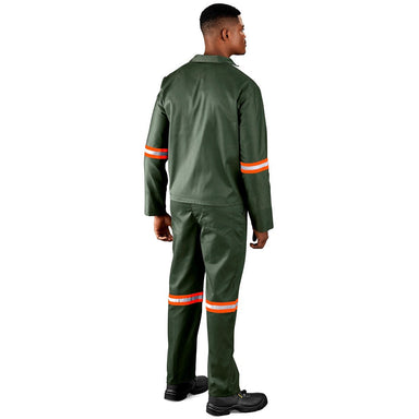 Acid Resistant Polycotton Conti Suit - Reflective Arm & Legs - Orange Tape - Work Safety Protective Gear