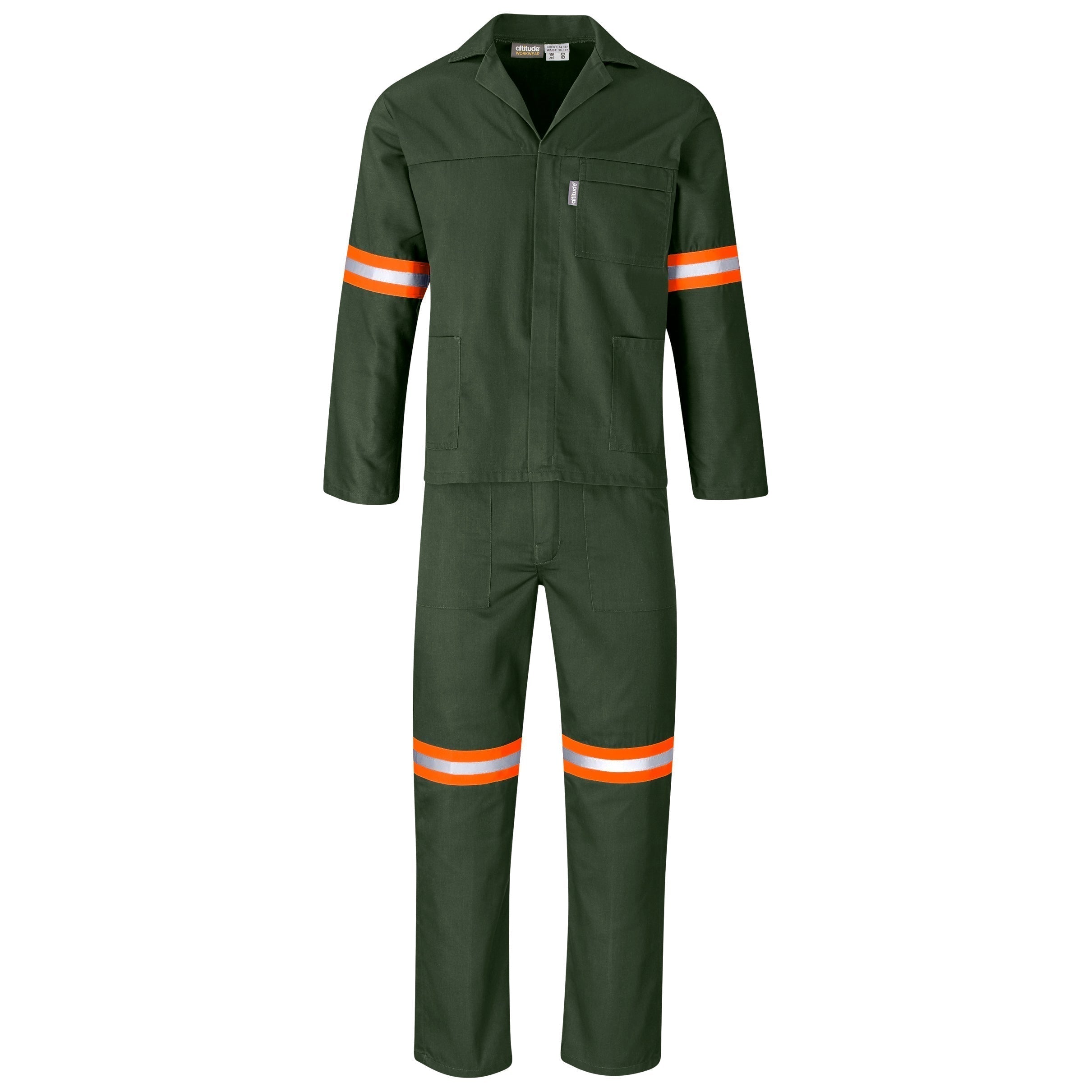 Acid Resistant Polycotton Conti Suit - Reflective Arm & Legs - Orange Tape-32-Olive-OL