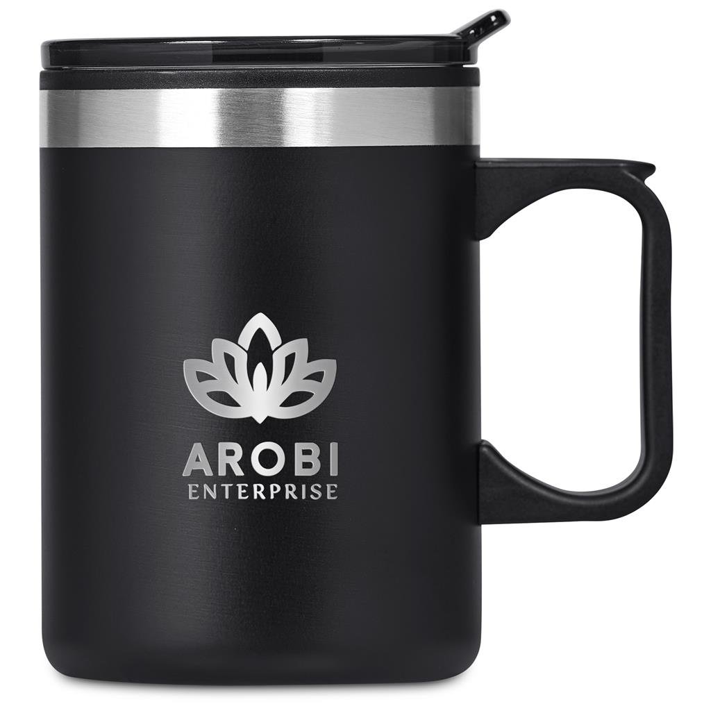 Angelo Stainless Steel & Plastic Double-Wall Mug – 360ml BLACK - Travel Mugs and Tumblers,Drinkware