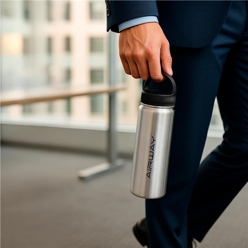 Barrios Stainless Steel Water Bottle – 750ml BLACK - Bottles,Drinkware