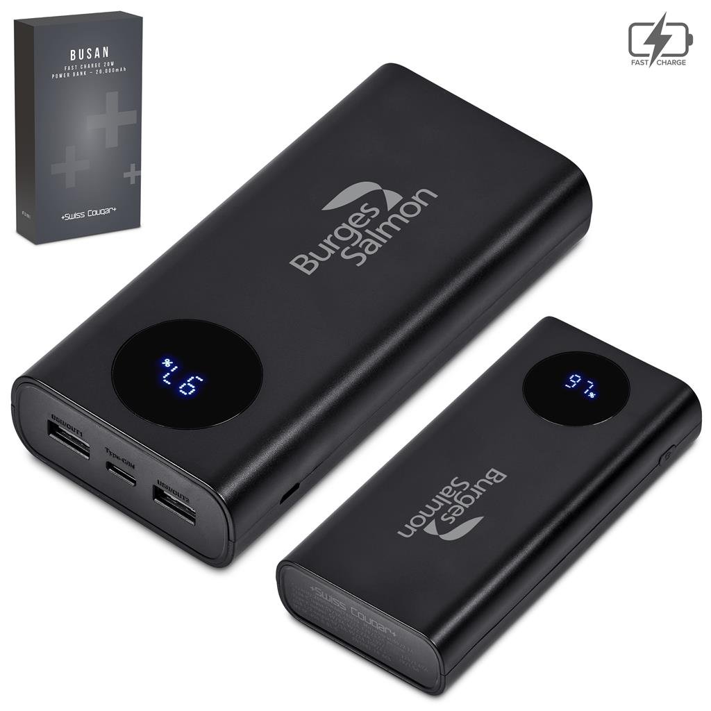 Busan Fast Charge 20W Power Bank - 20,000mAh BLACK - Banks,Ideas for Loadshedding,Technology