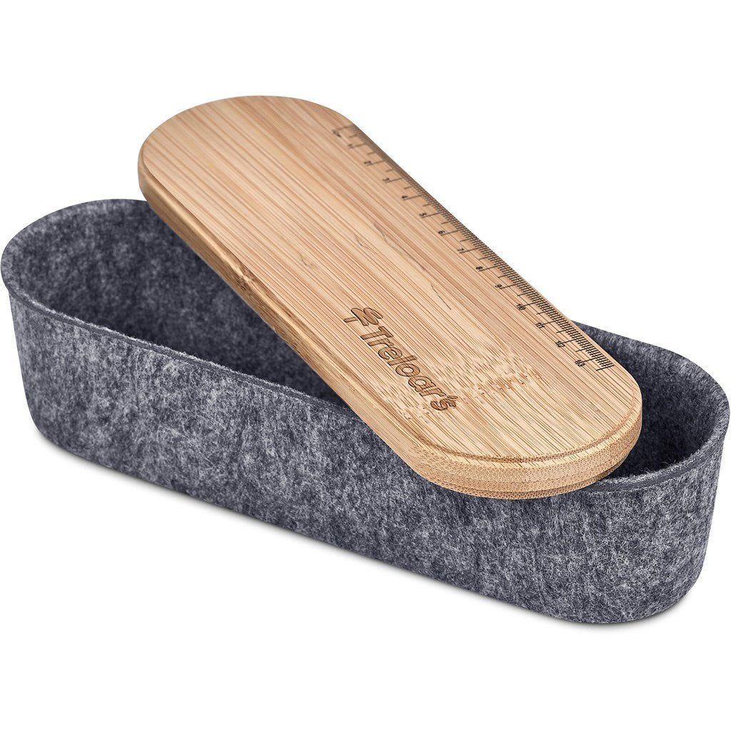 Byoga Recycled PET Felt & Bamboo Stationery Case GREY - Stationery,Bamboo Products,Recycled Products,Stationery,Recycled