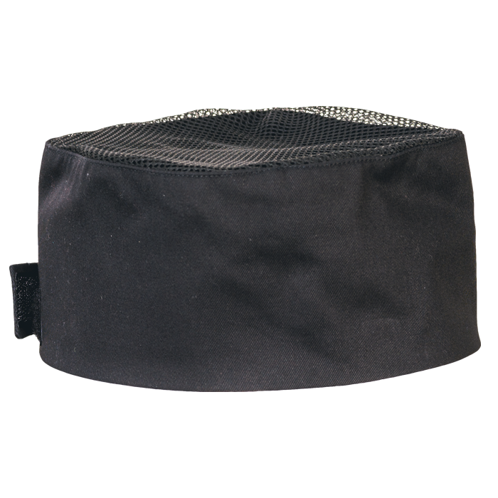Chef Beanie With Mesh Black / STD / Last Buy - Head Wear Range