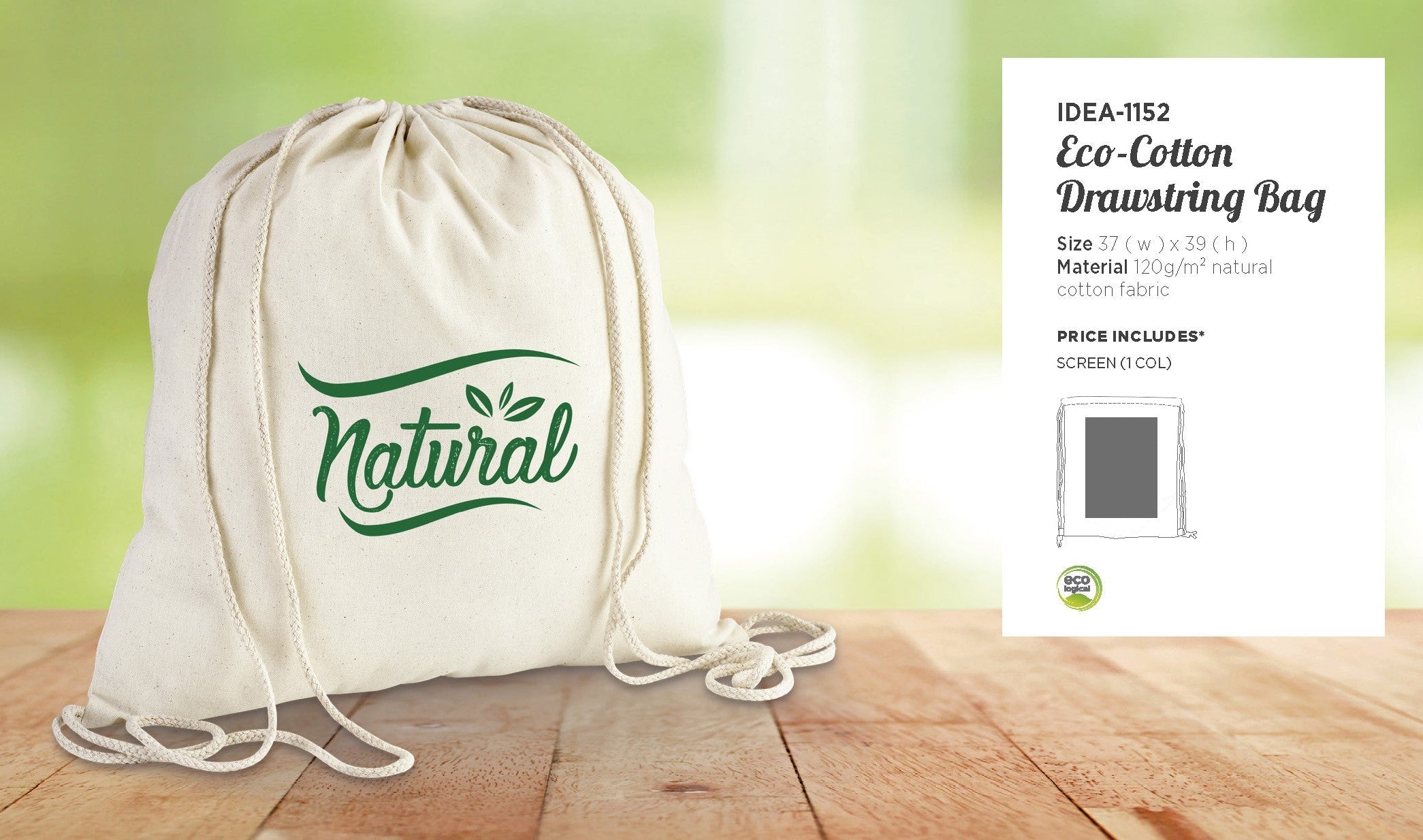 Eco-Cotton Drawstring Bag - Natural-Natural-NT