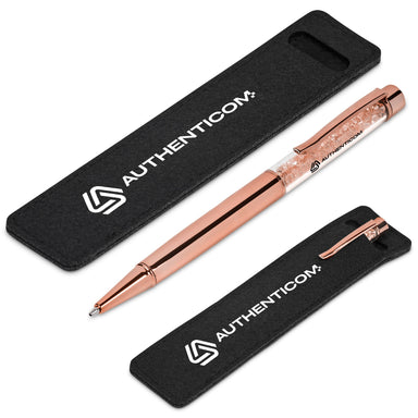 Hailey Ball Pen In Felt Pouch Black / BL