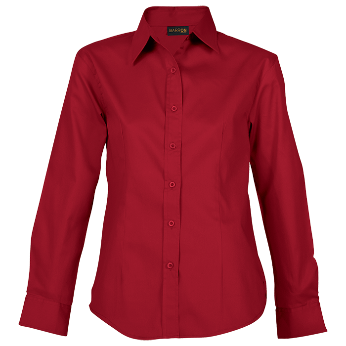 Ladies Brushed Cotton Twill Blouse Long Sleeve Red / 3XL / Regular - Shirts-Corporate