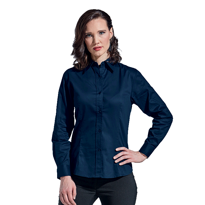 Ladies Brushed Cotton Twill Blouse Long Sleeve - Shirts-Corporate