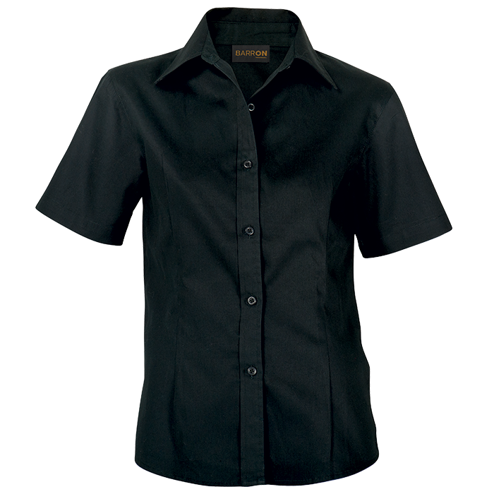 Ladies Brushed Cotton Twill Blouse Short Sleeve Black / XL / Regular - Shirts-Corporate